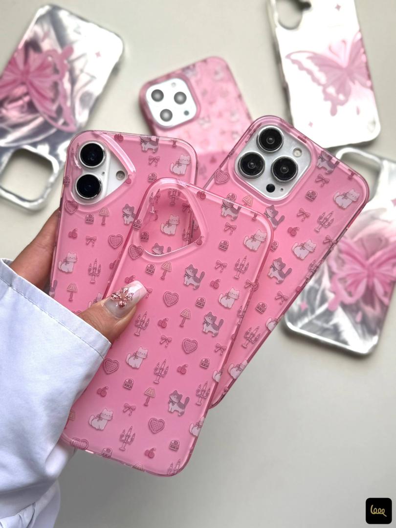 قاب گربه صورتی کیوت و مینیمال