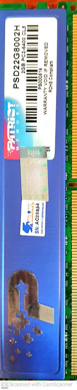 رم کامپیوتر پاتریوت 2 گیگابایت فرکانس 800 مگاهرتز DDR2