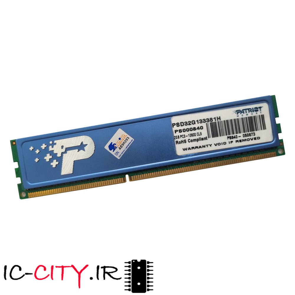 رم دسکتاپ DDR3 تک کاناله 1333 مگاهرتز CL9 پاتریوت مدل PC3-10600