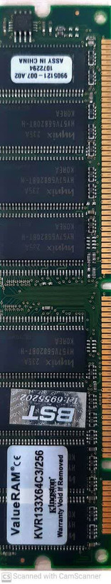 رم کامپیوتر کینگستون 256 مگابایت SD مدل KVR133X64C3/256 (استوک)