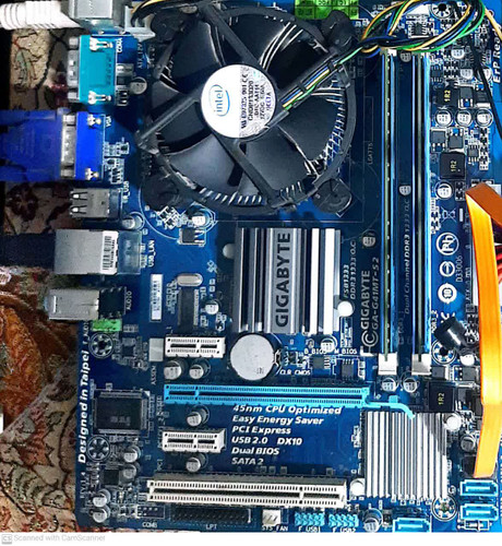 باندل مادربرد گیگابایت G41 mt s2 ddr3 بهمراه cpu و ram و هارد و پاور گرین (استوک)