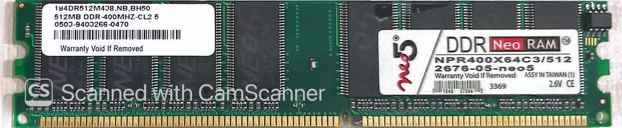 رم 512 مگابایت DDR1 دسکتاپ برند neo دو طرف چیپ اورجینال استوک