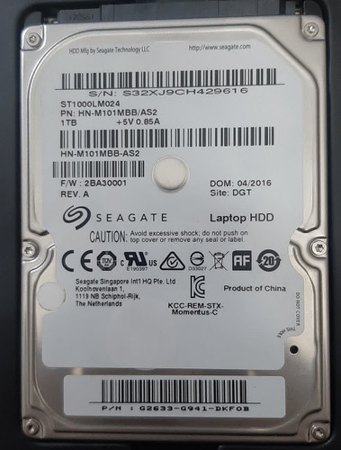 هارد دیسک لپ تاپ 1 ترا بایتی سیگیت 2.5 اینچی SATA مدل ST1000LM024 (استوک)